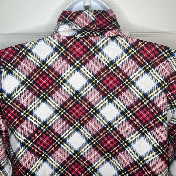J.Crew Factory Plaid Printed Tissue Turtleneck Red Marine Salt Multi S NWOT - Picture 9 of 11